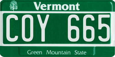 VT license plate COY665