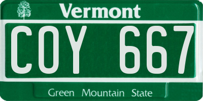 VT license plate COY667