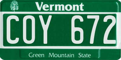 VT license plate COY672