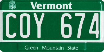 VT license plate COY674