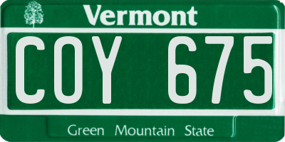 VT license plate COY675