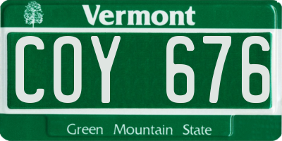 VT license plate COY676