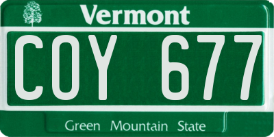 VT license plate COY677