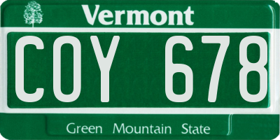 VT license plate COY678