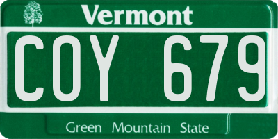 VT license plate COY679