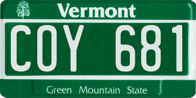 VT license plate COY681