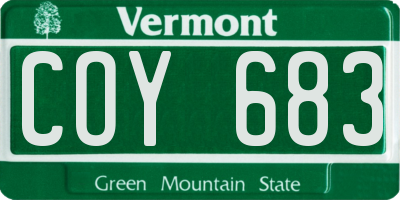 VT license plate COY683