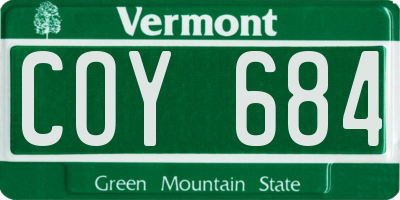 VT license plate COY684