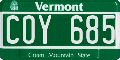VT license plate COY685