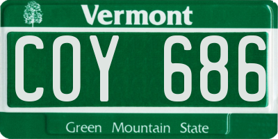 VT license plate COY686