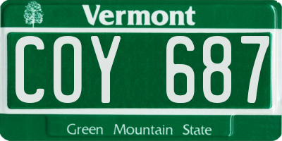 VT license plate COY687