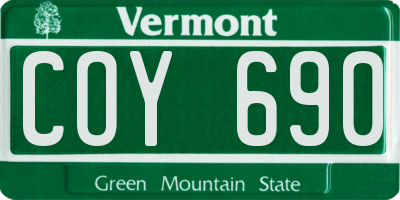 VT license plate COY690