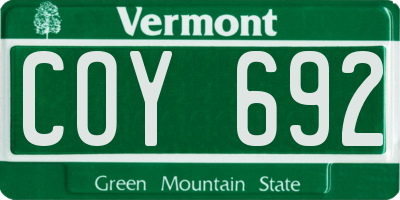 VT license plate COY692