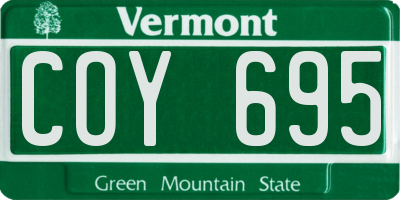 VT license plate COY695