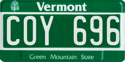 VT license plate COY696