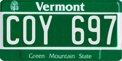 VT license plate COY697