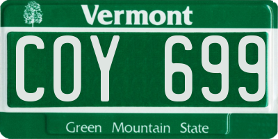 VT license plate COY699