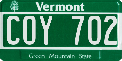 VT license plate COY702