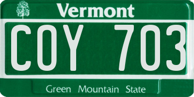 VT license plate COY703