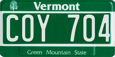 VT license plate COY704