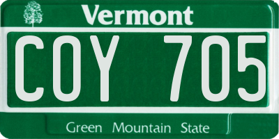 VT license plate COY705