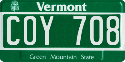 VT license plate COY708