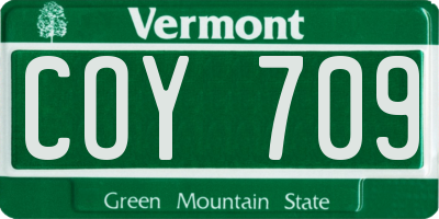 VT license plate COY709