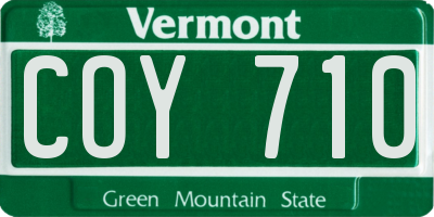 VT license plate COY710