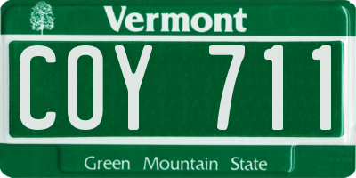VT license plate COY711