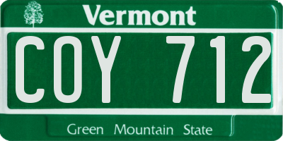VT license plate COY712