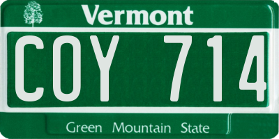 VT license plate COY714