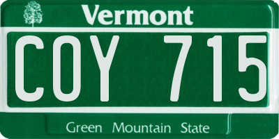 VT license plate COY715