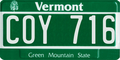VT license plate COY716