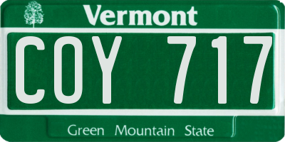 VT license plate COY717