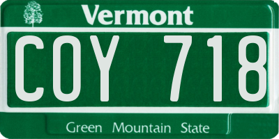 VT license plate COY718