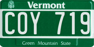 VT license plate COY719