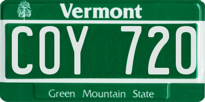 VT license plate COY720