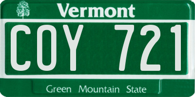 VT license plate COY721