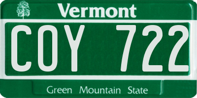 VT license plate COY722