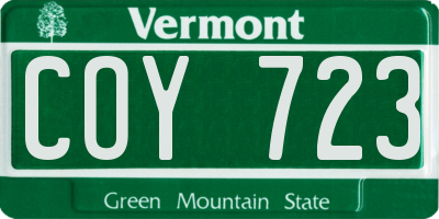 VT license plate COY723