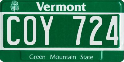 VT license plate COY724