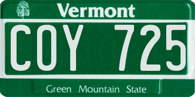 VT license plate COY725