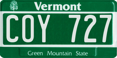 VT license plate COY727
