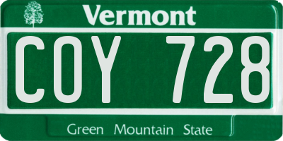 VT license plate COY728