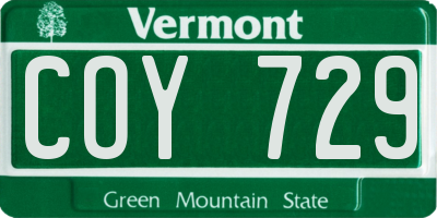 VT license plate COY729