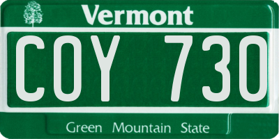 VT license plate COY730