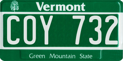 VT license plate COY732