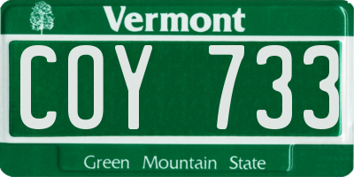 VT license plate COY733