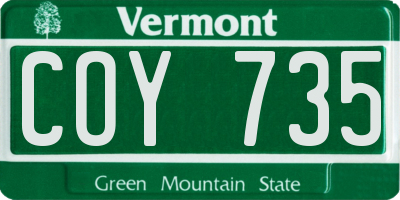 VT license plate COY735