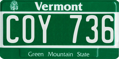 VT license plate COY736